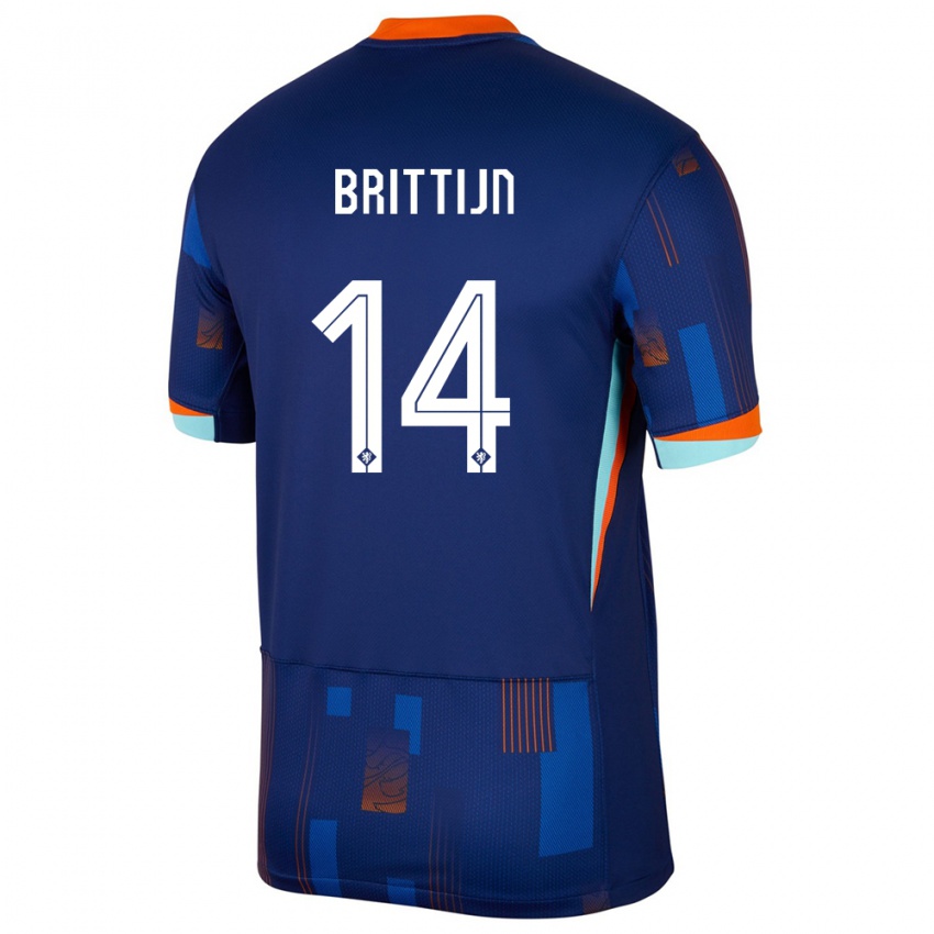 Enfant Maillot Pays-Bas Philip Brittijn #14 Bleu Tenues Extérieur 24-26 T-Shirt Belgique