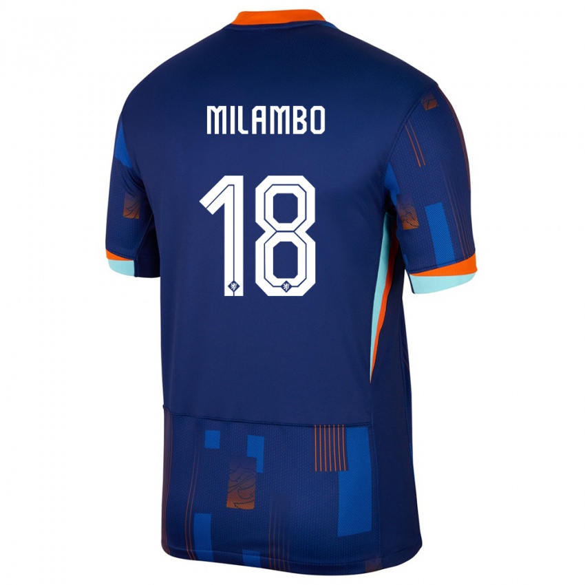 Kinder Niederlande Antoni Milambo #18 Blau Auswärtstrikot Trikot 24-26 T-Shirt Belgien