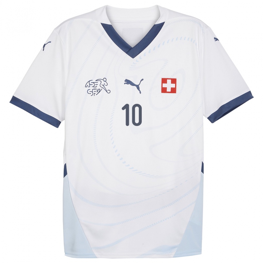 Kinder Schweiz Mile Vukelic #10 Weiß Auswärtstrikot Trikot 24-26 T-Shirt Belgien