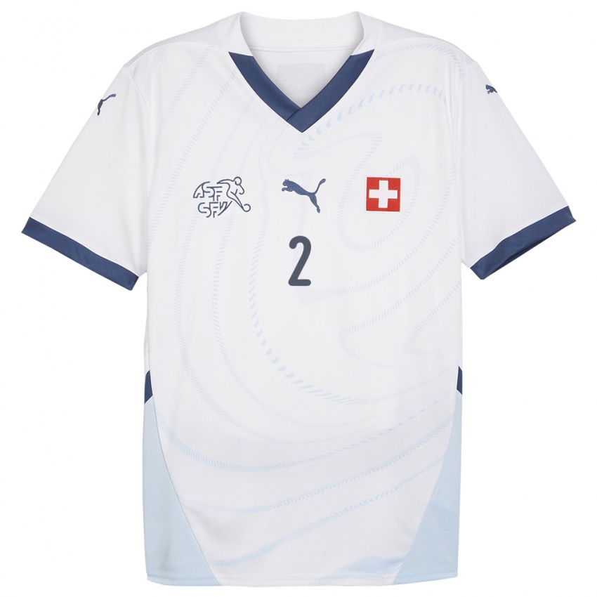 Kinder Schweiz Kevin Mbabu #2 Weiß Auswärtstrikot Trikot 24-26 T-Shirt Belgien