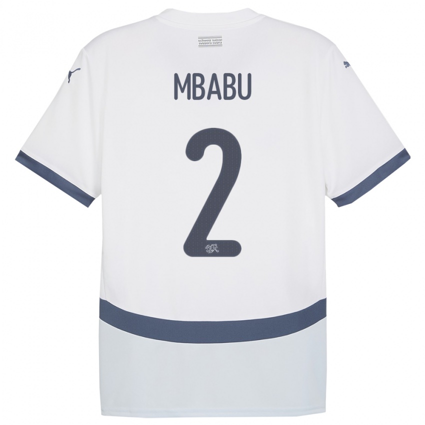 Kinder Schweiz Kevin Mbabu #2 Weiß Auswärtstrikot Trikot 24-26 T-Shirt Belgien