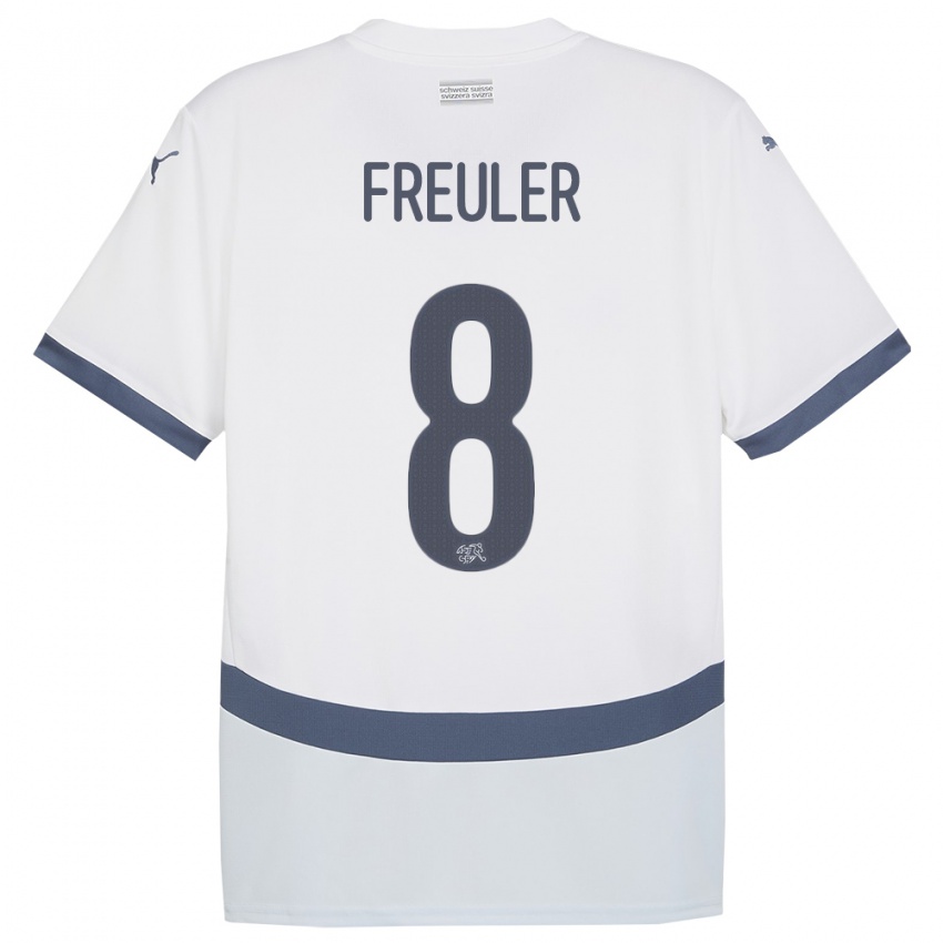 Kinder Schweiz Remo Freuler #8 Weiß Auswärtstrikot Trikot 24-26 T-Shirt Belgien