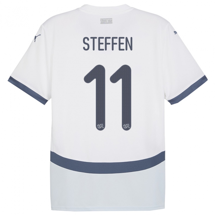 Kinder Schweiz Renato Steffen #11 Weiß Auswärtstrikot Trikot 24-26 T-Shirt Belgien