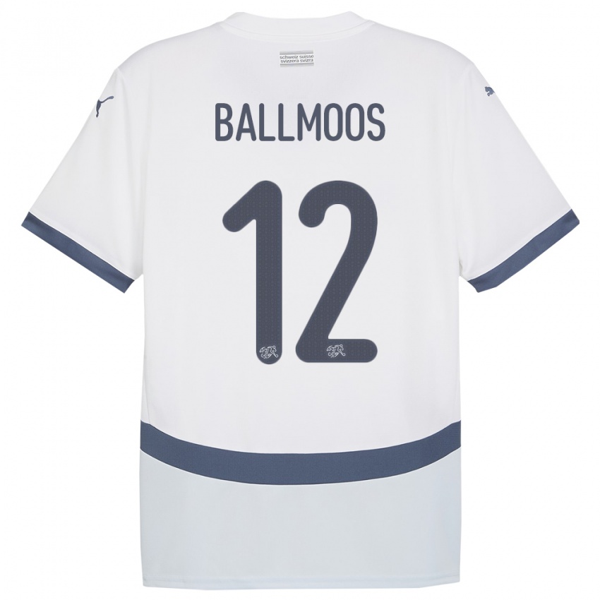Kinder Schweiz David Von Ballmoos #12 Weiß Auswärtstrikot Trikot 24-26 T-Shirt Belgien