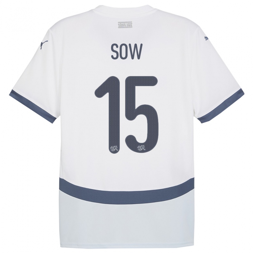 Kinder Schweiz Djibril Sow #15 Weiß Auswärtstrikot Trikot 24-26 T-Shirt Belgien