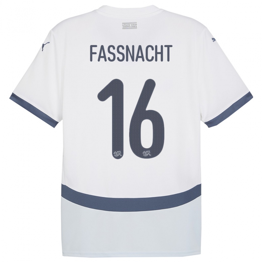 Kinder Schweiz Christian Fassnacht #16 Weiß Auswärtstrikot Trikot 24-26 T-Shirt Belgien