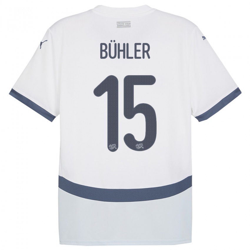 Kinder Schweiz Luana Buhler #15 Weiß Auswärtstrikot Trikot 24-26 T-Shirt Belgien