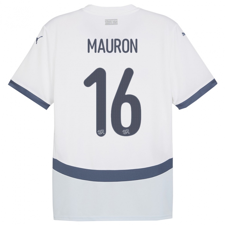 Enfant Maillot Suisse Sandrine Mauron #16 Blanc Tenues Extérieur 24-26 T-Shirt Belgique
