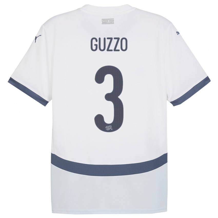 Kinderen Zwitserland Ramon Guzzo #3 Wit Uitshirt Uittenue 24-26 T-Shirt België