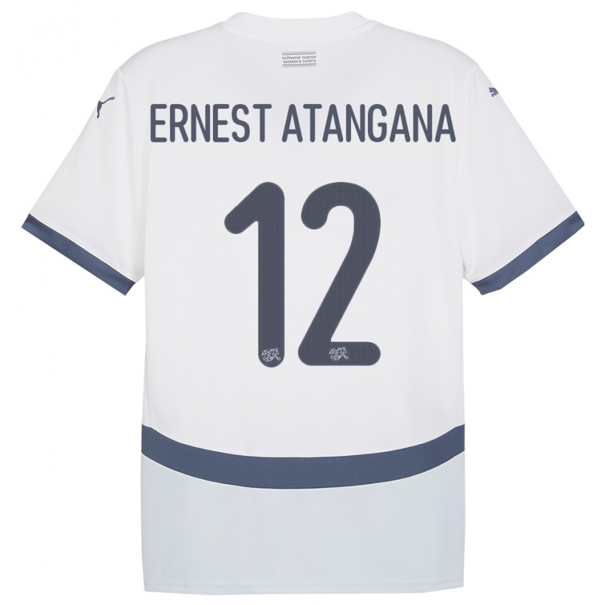 Enfant Maillot Suisse Brian Ernest Atangana #12 Blanc Tenues Extérieur 24-26 T-Shirt Belgique