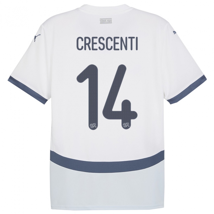 Enfant Maillot Suisse Federico Crescenti #14 Blanc Tenues Extérieur 24-26 T-Shirt Belgique