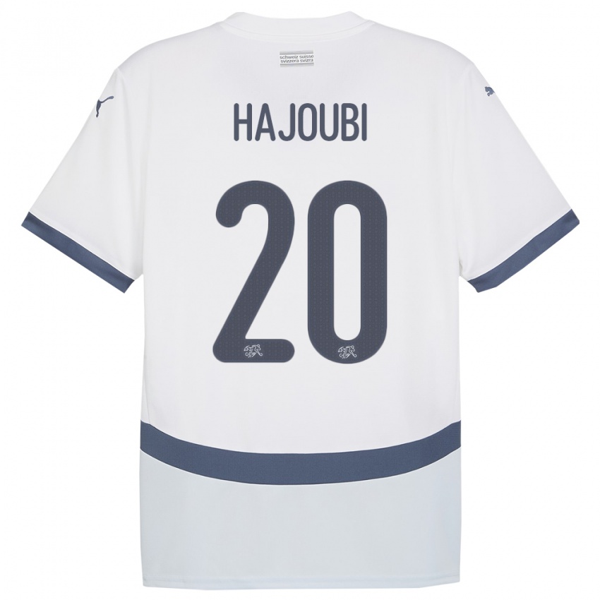 Enfant Maillot Suisse Amin Hajoubi #20 Blanc Tenues Extérieur 24-26 T-Shirt Belgique
