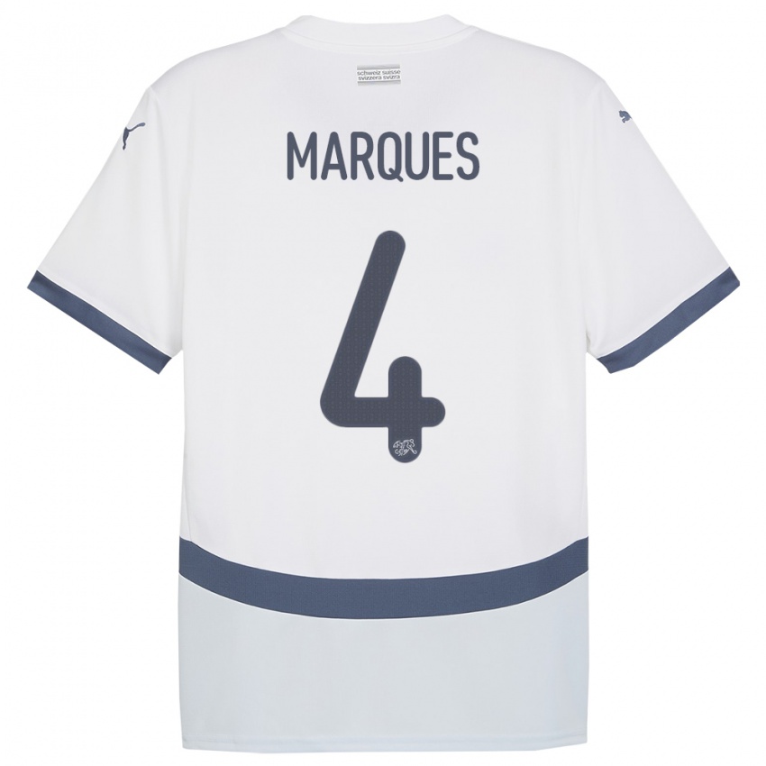 Kinder Schweiz Christian Marques #4 Weiß Auswärtstrikot Trikot 24-26 T-Shirt Belgien