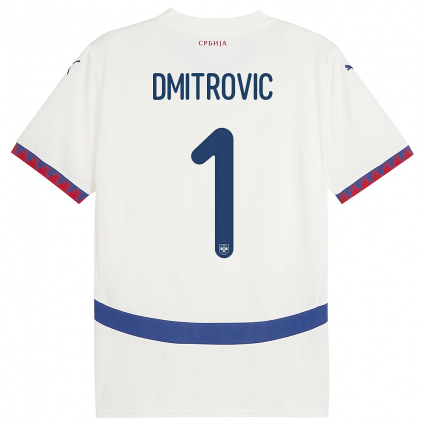 Kinderen Servië Marko Dmitrovic #1 Wit Uitshirt Uittenue 24-26 T-Shirt België