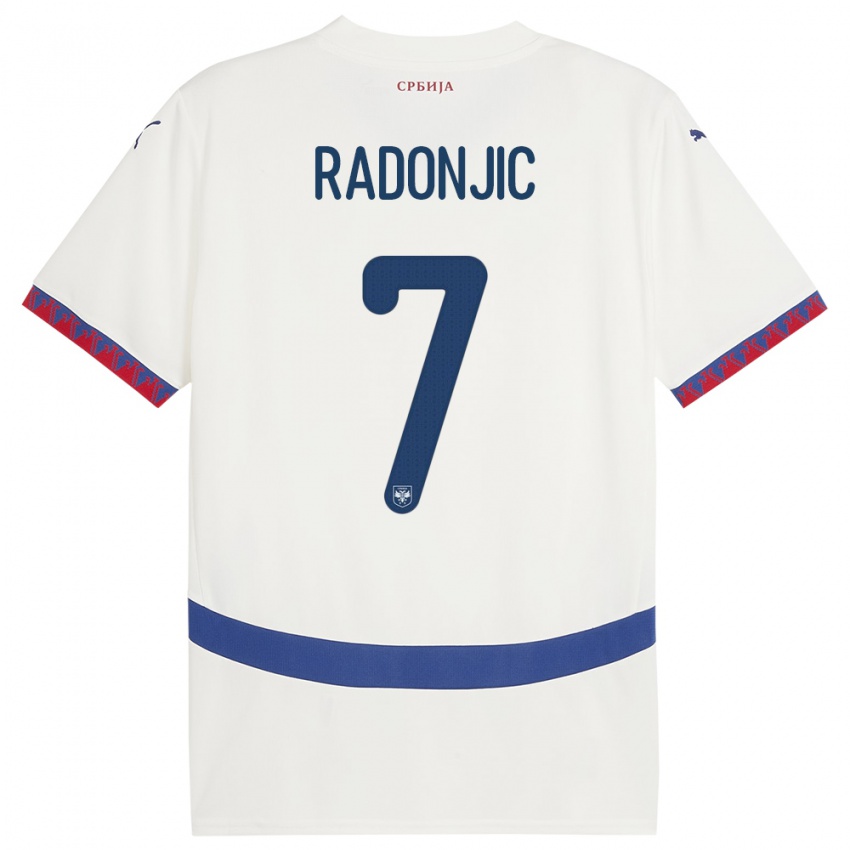 Kinder Serbien Nemanja Radonjic #7 Weiß Auswärtstrikot Trikot 24-26 T-Shirt Belgien