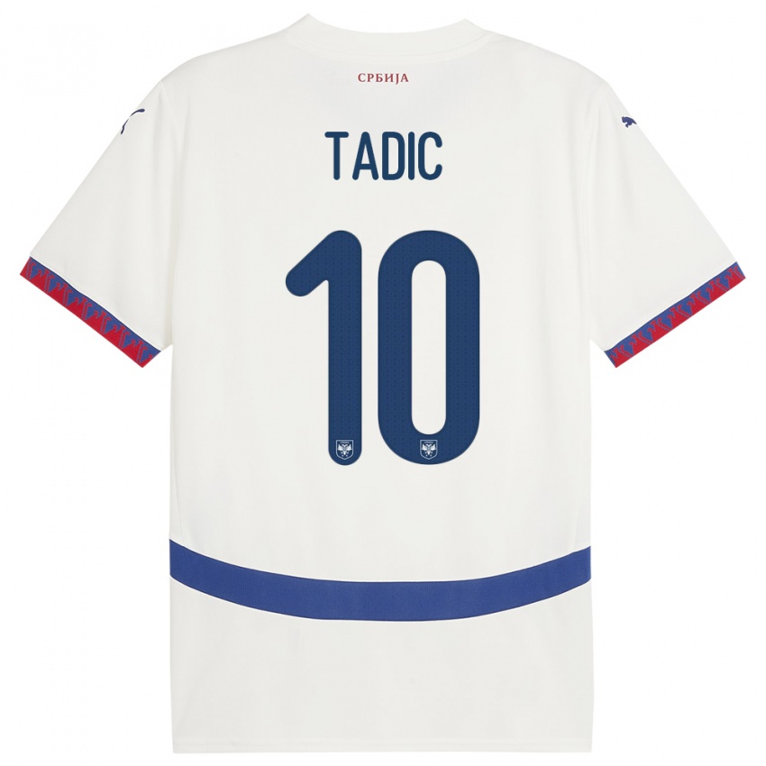 Kinderen Servië Dusan Tadic #10 Wit Uitshirt Uittenue 24-26 T-Shirt België