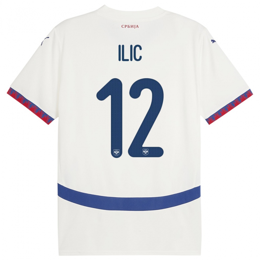 Kinder Serbien Marko Ilic #12 Weiß Auswärtstrikot Trikot 24-26 T-Shirt Belgien