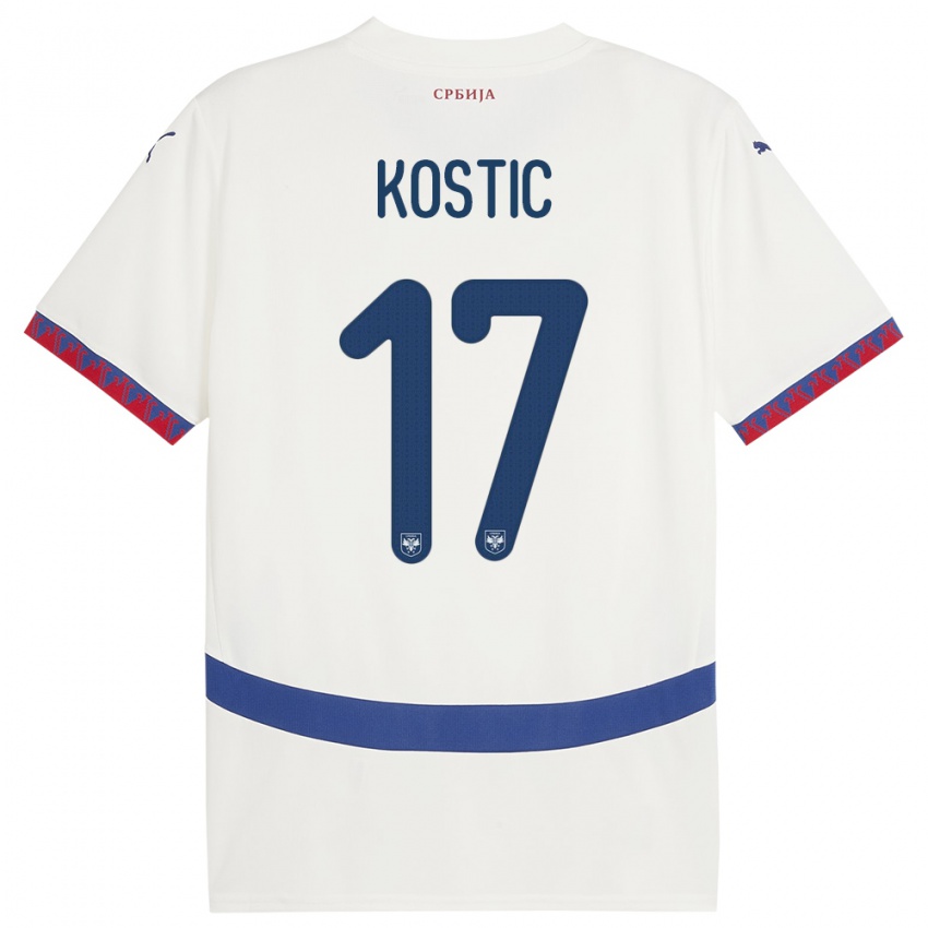 Kinder Serbien Filip Kostic #17 Weiß Auswärtstrikot Trikot 24-26 T-Shirt Belgien