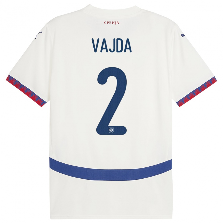 Kinder Serbien Orsoja Vajda #2 Weiß Auswärtstrikot Trikot 24-26 T-Shirt Belgien
