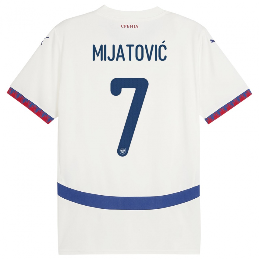 Kinder Serbien Milica Mijatovic #7 Weiß Auswärtstrikot Trikot 24-26 T-Shirt Belgien