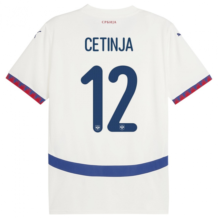 Kinder Serbien Sara Cetinja #12 Weiß Auswärtstrikot Trikot 24-26 T-Shirt Belgien