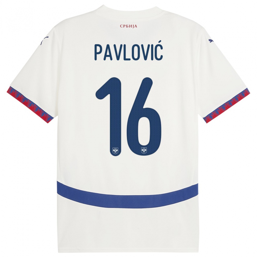 Enfant Maillot Serbie Sara Pavlovic #16 Blanc Tenues Extérieur 24-26 T-Shirt Belgique