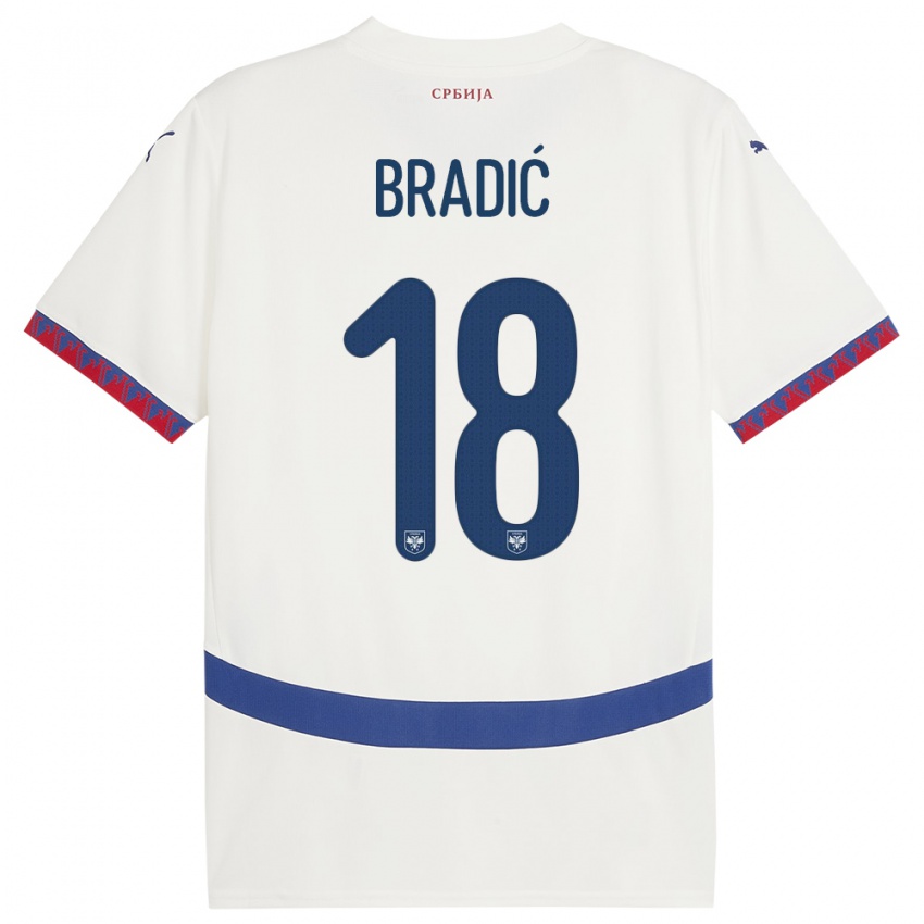 Enfant Maillot Serbie Biljana Bradic #18 Blanc Tenues Extérieur 24-26 T-Shirt Belgique