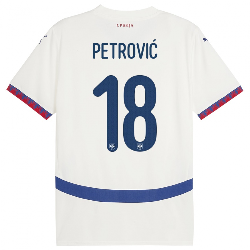 Kinder Serbien Emilija Petrovic #18 Weiß Auswärtstrikot Trikot 24-26 T-Shirt Belgien
