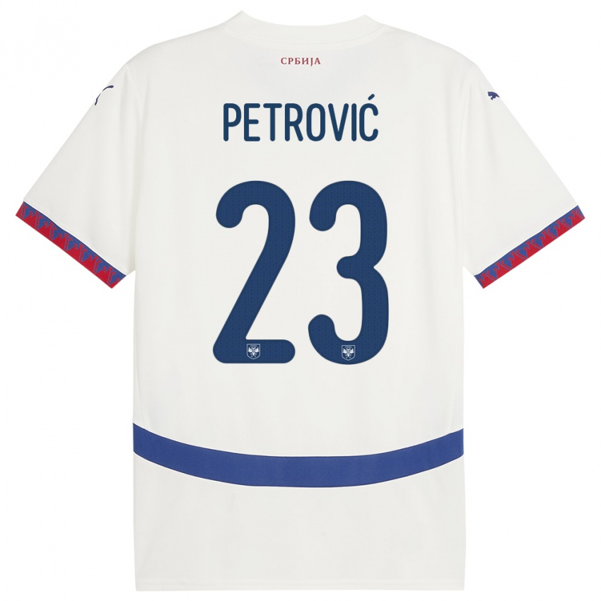 Kinder Serbien Jovana Petrovic #23 Weiß Auswärtstrikot Trikot 24-26 T-Shirt Belgien