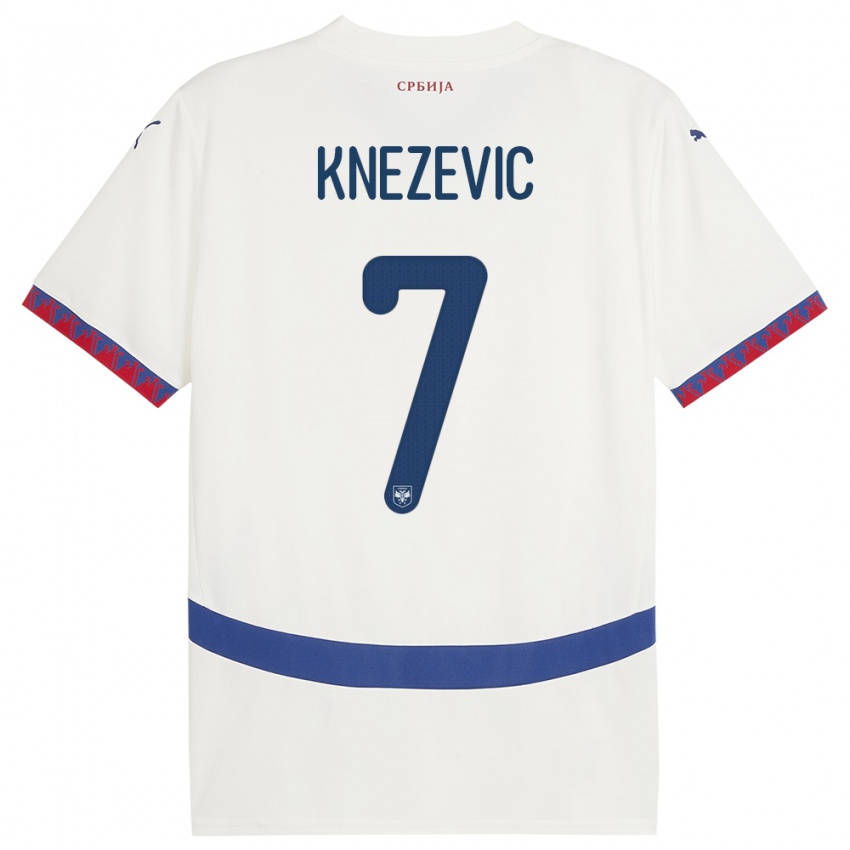 Kinder Serbien Nikola Knezevic #7 Weiß Auswärtstrikot Trikot 24-26 T-Shirt Belgien