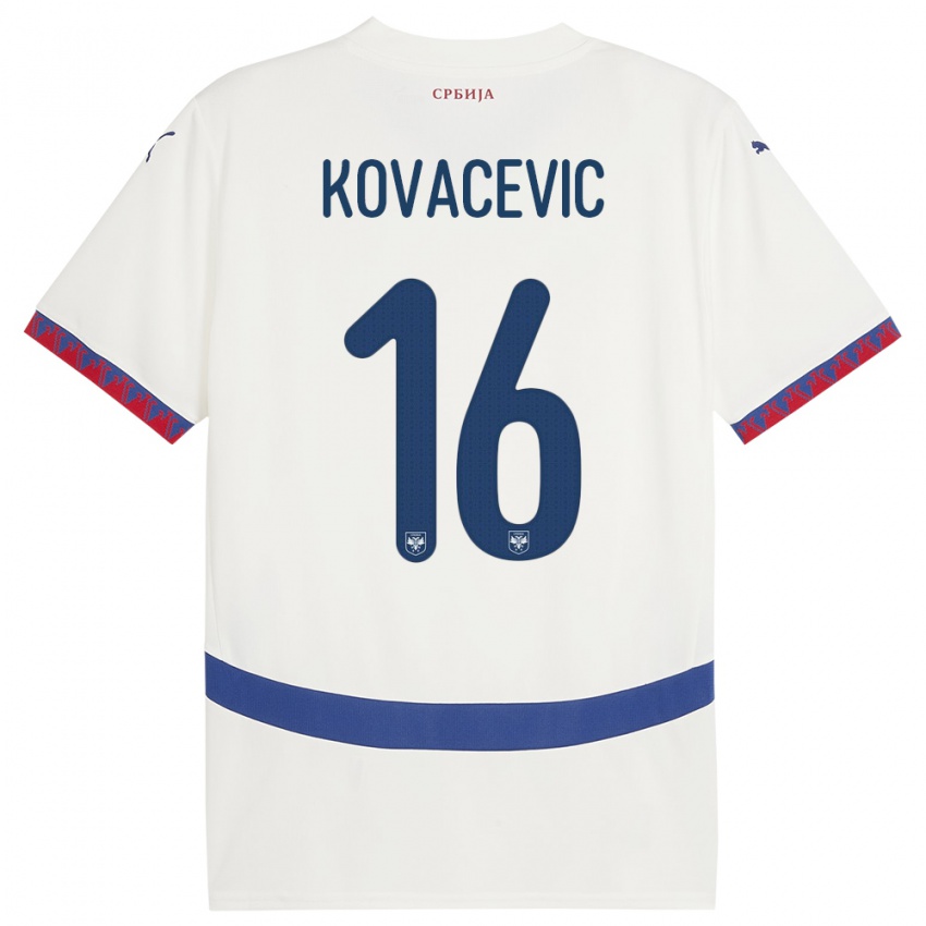 Kinder Serbien Bojan Kovacevic #16 Weiß Auswärtstrikot Trikot 24-26 T-Shirt Belgien