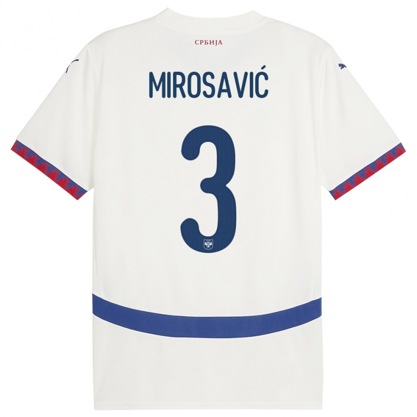 Enfant Maillot Serbie Veljko Mirosavic #3 Blanc Tenues Extérieur 24-26 T-Shirt Belgique