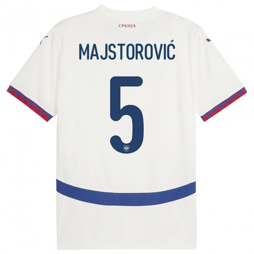Kinderen Servië Milan Majstorovic #5 Wit Uitshirt Uittenue 24-26 T-Shirt België