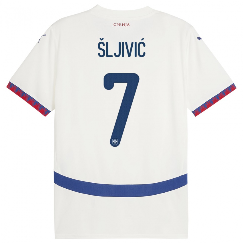 Kinder Serbien Jovan Sljivic #7 Weiß Auswärtstrikot Trikot 24-26 T-Shirt Belgien