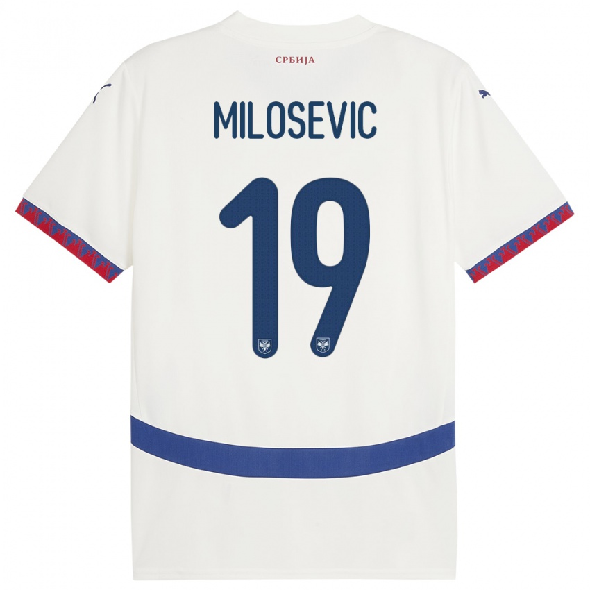 Kinderen Servië Jovan Milosevic #19 Wit Uitshirt Uittenue 24-26 T-Shirt België