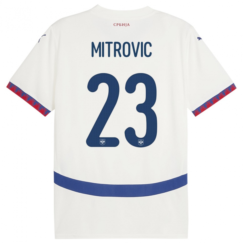 Kinder Serbien Vuk Mitrovic #23 Weiß Auswärtstrikot Trikot 24-26 T-Shirt Belgien