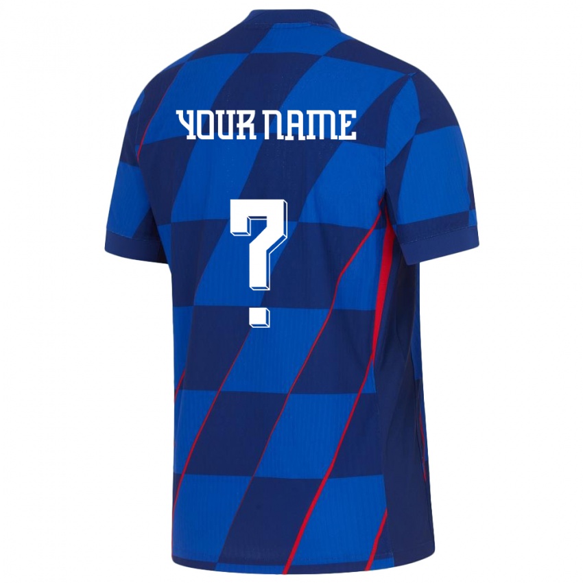 Kinderen Kroatië Uw Naam #0 Blauw Uitshirt Uittenue 24-26 T-Shirt België
