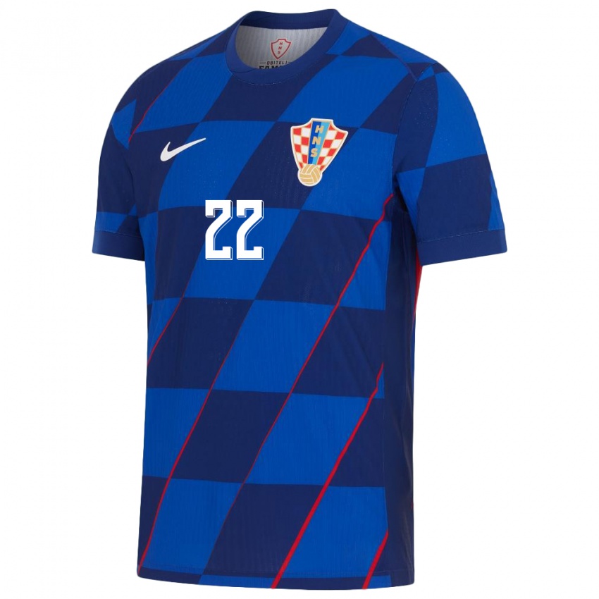 Kinderen Kroatië Niko Dolonga #22 Blauw Uitshirt Uittenue 24-26 T-Shirt België