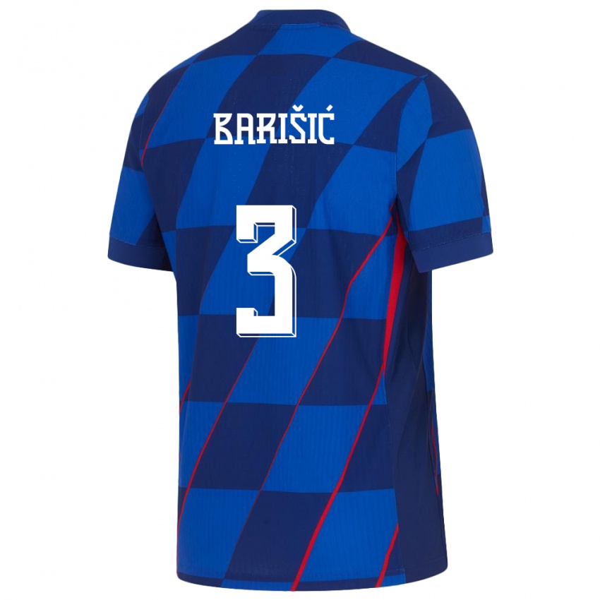 Enfant Maillot Croatie Borna Barisic #3 Bleu Tenues Extérieur 24-26 T-Shirt Belgique