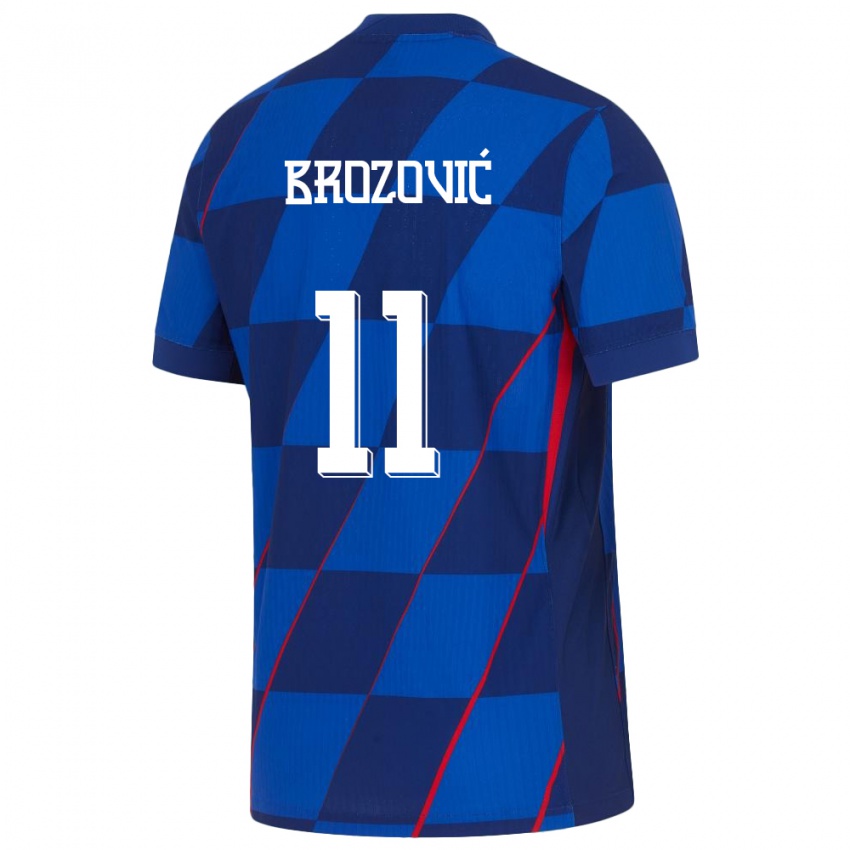 Kinderen Kroatië Marcelo Brozovic #11 Blauw Uitshirt Uittenue 24-26 T-Shirt België
