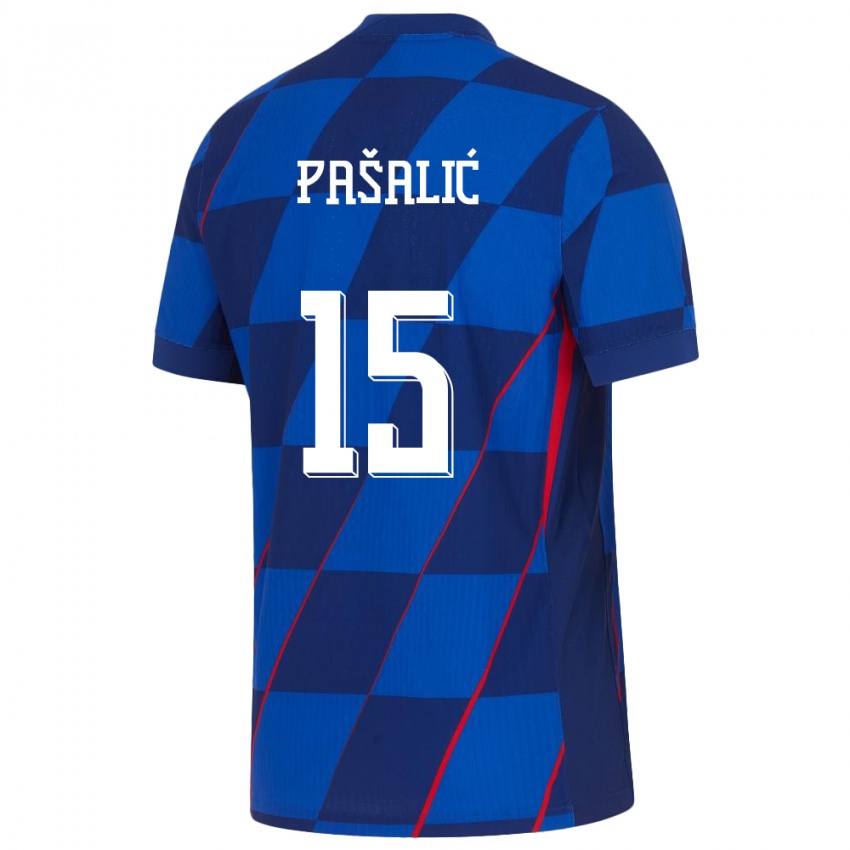 Enfant Maillot Croatie Mario Pasalic #15 Bleu Tenues Extérieur 24-26 T-Shirt Belgique