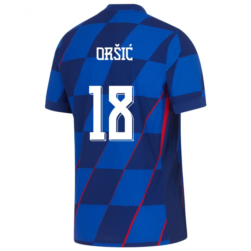 Kinder Kroatien Mislav Orsic #18 Blau Auswärtstrikot Trikot 24-26 T-Shirt Belgien