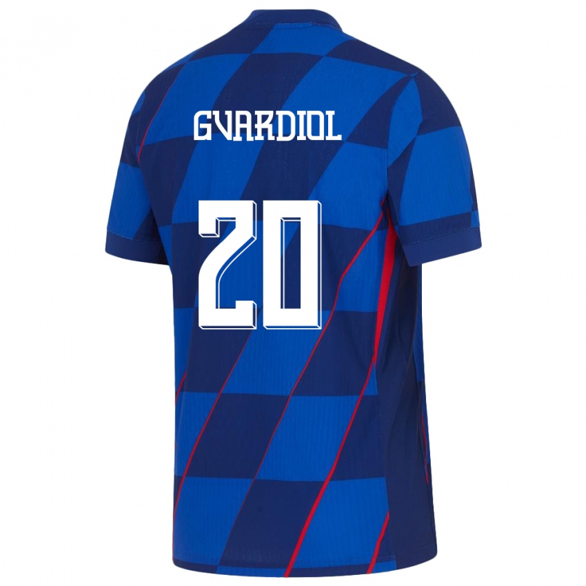 Kinder Kroatien Josko Gvardiol #20 Blau Auswärtstrikot Trikot 24-26 T-Shirt Belgien