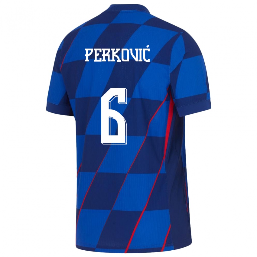 Kinder Kroatien Mauro Perkovic #6 Blau Auswärtstrikot Trikot 24-26 T-Shirt Belgien