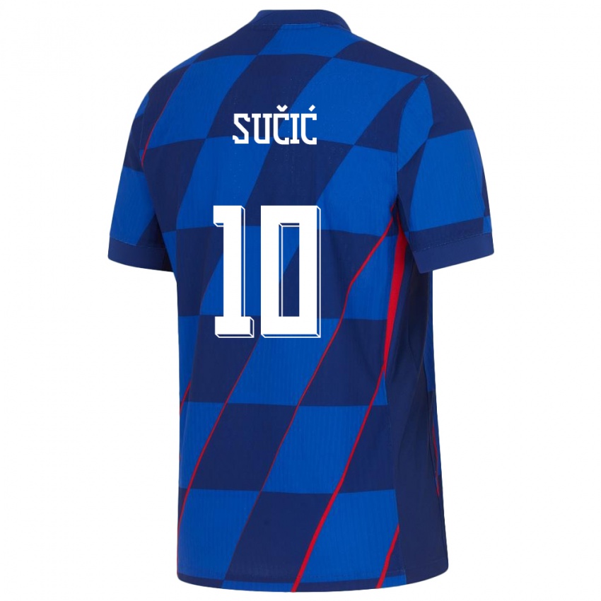 Kinder Kroatien Luka Sucic #10 Blau Auswärtstrikot Trikot 24-26 T-Shirt Belgien