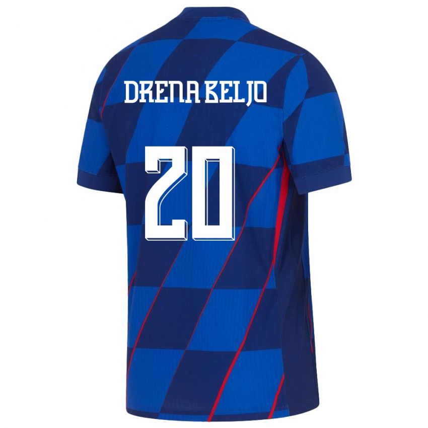 Kinder Kroatien Dion Drena Beljo #20 Blau Auswärtstrikot Trikot 24-26 T-Shirt Belgien