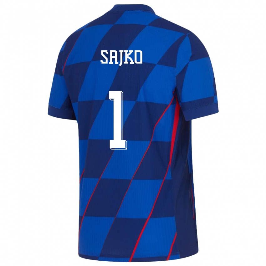 Kinder Kroatien Tin Sajko #1 Blau Auswärtstrikot Trikot 24-26 T-Shirt Belgien
