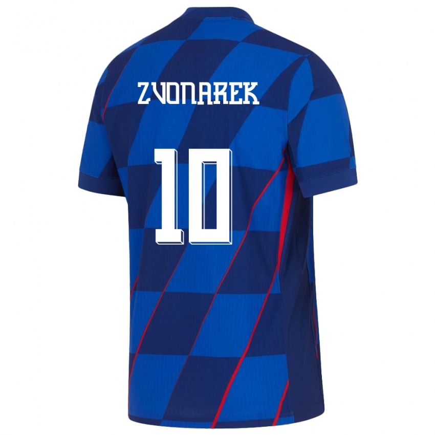 Kinderen Kroatië Lovro Zvonarek #10 Blauw Uitshirt Uittenue 24-26 T-Shirt België