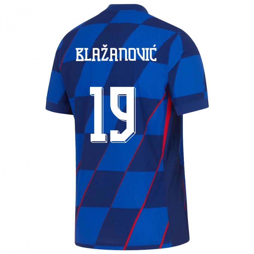 Kinder Kroatien Antonio Blazanovic #19 Blau Auswärtstrikot Trikot 24-26 T-Shirt Belgien