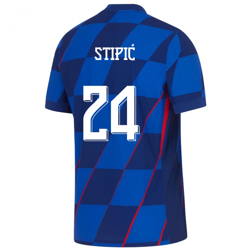 Kinderen Kroatië Mihael Stipic #24 Blauw Uitshirt Uittenue 24-26 T-Shirt België